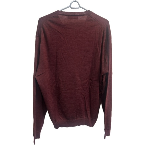 Brooks Brothers Men’s Maroon Fine Italian Merino Wool V-Neck Sweater Size XL - Picture 3 of 5